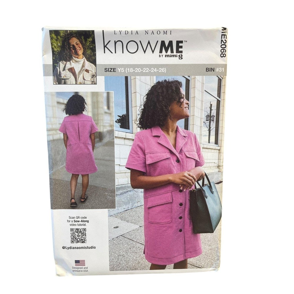 Lydia Naomi KnowMe ME2068 Shirtdress Size 18-26 Modern Sewing Pattern